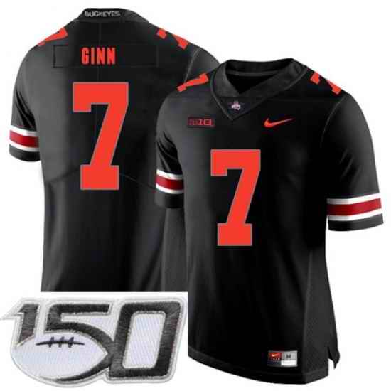 Ohio State Buckeyes 7 Ted Ginn Jr. Black Shadow Nike College Football Stitched 150th Anniversary Patch Jersey